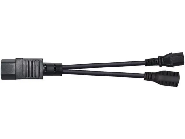 Alt view image 12 of 12 - 1FT C14 Male PDU Style Computer Power Extension Cable Y Splitter Power Plug Cord (C14 to C13+5-15R)
