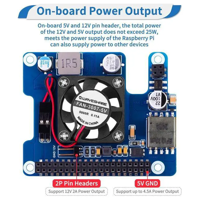 Alt view image 8 of 10 - MakerFocus PoE HAT(F) for Raspberry Pi 5, Power Over Ethernet Hats with Metal Heatsink and Active Cooling Fan, Supports IEEE 802.3af/at Network, 5V/12V Power Output and SMPS