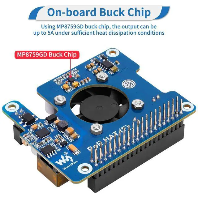 Alt view image 10 of 10 - MakerFocus PoE HAT(F) for Raspberry Pi 5, Power Over Ethernet Hats with Metal Heatsink and Active Cooling Fan, Supports IEEE 802.3af/at Network, 5V/12V Power Output and SMPS