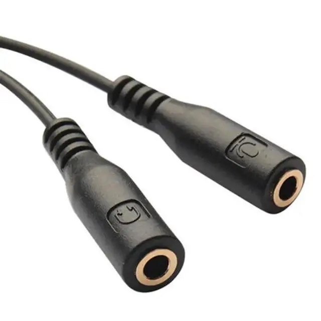 Alt view image 9 of 10 - Size 3.5mm Stereo Audio Male To 2 Female Earphone Mic TRRS Y Splitter Cable Adapter Cable Wire