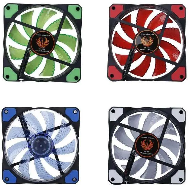 Alt view image 8 of 10 - 120mm fan Cooler Computer Fan 120mm LED Ultra Silent Computer PC Case Fan 15 LEDs 12V Around 1200RPM 3 Pin Fan