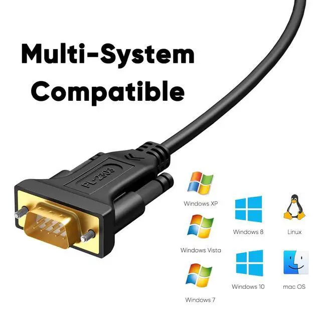 Alt view image 4 of 7 - CableCreation USB to RS232 Adapter with PL2303 Chip (3-Pack), 3 Feet Gold Plated DB9 Male Serial Converter Cable for Windows 11,10, 8.1, 8,7, Linux, macOS, Black