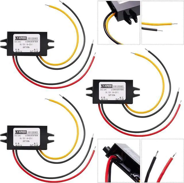 Alt view image 8 of 14 - Direct Current Converter 12V to 5V 3A 15W Buck Converter Module, Direct Current to Direct Current Reduced Voltage Regulator Car Power Converter Output Power Adapter, Wire Interface (3 Pieces)