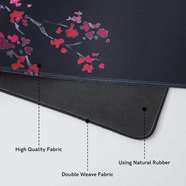 Alt view image 12 of 14 - Large Gaming Mouse Pad Big Desk Mat for Keyboard and Mouse Full Desk Pad for Office Computer Laptop PC Long Mouse Mat for Desk Black Cherry Blossom Portable Aesthetic Non Slip Waterproof Pretty