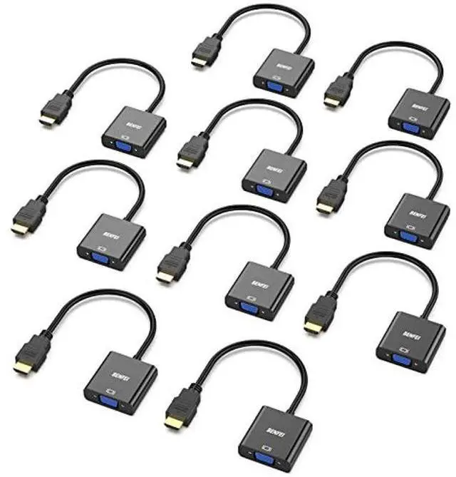 Alt view image 6 of 10 - BENFEI HDMI to VGA, 10 Pack, Gold-Plated HDMI to VGA Adapter (Male to Female) for Computer, Desktop, Laptop, PC, Monitor, Projector, HDTV, Chromebook, Raspberry Pi, Roku, Xbox and More - Black