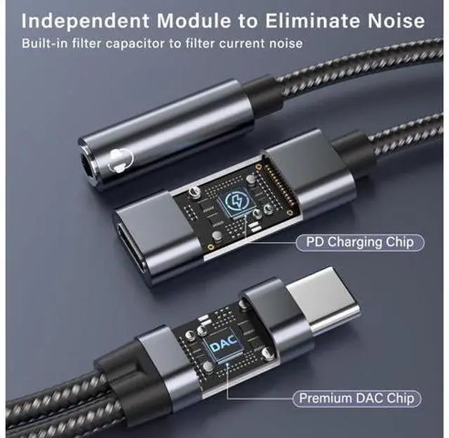 Alt view image 12 of 14 - USB C to 3.5mm Female Headphone and Charger Adapter 2-in-1 Type USBC to Aux Audio Jack Hi-Res DAC Adapter and Fast Charging Dongle Cable Compatible with iPhone 16/15 Pro Max Galaxy S22 S21 S20 Pixel
