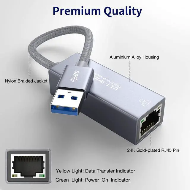 Alt view image 13 of 15 - USB 2.5Gb Ethernet Adapter, USB 3.0 to 2.5 Gigabit RJ45 LAN Network Adapter Cable, 10/100/1000/2500M Full Speed NIC for Mac OS, iOS, Windows, Linux, Dell XPS, Thinkpad X, Synology NAS, PC