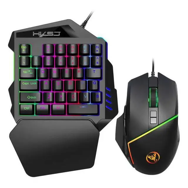 Alt view image 8 of 10 - Hand One-Handed Gaming Keyboard 35 Keys RGB Backlit Portable Mini Gaming Keypad Mouse Set For PC PS4 Xbox Gamer For Pubg