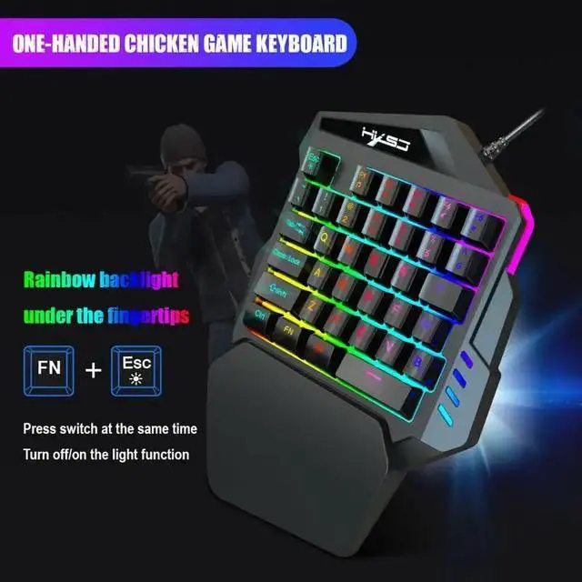 Alt view image 9 of 10 - Hand One-Handed Gaming Keyboard 35 Keys RGB Backlit Portable Mini Gaming Keypad Mouse Set For PC PS4 Xbox Gamer For Pubg
