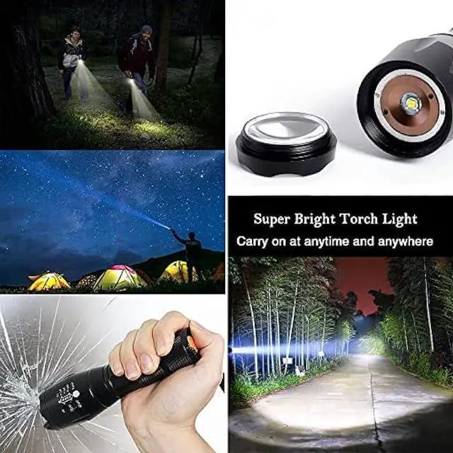 Alt view image 7 of 10 - Military Grade Flashlight 3000 Lumen 5 Modes Water Resistant LED Tactical Torch Flash Light, 2 Pack