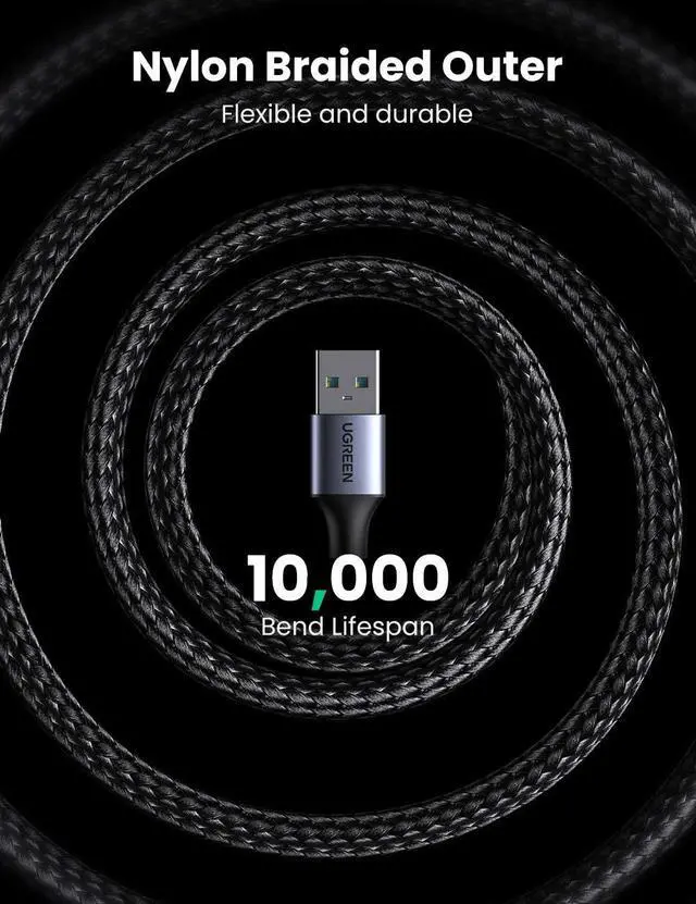 Alt view image 6 of 7 - UGREEN USB 3.0 A to A Cable USB to USB Cable Type A Male to Male USB 3.0 Cable Nylon Braided Cord for Data Transfer Hard Drive Enclosures Printers Modems Cameras 6FT