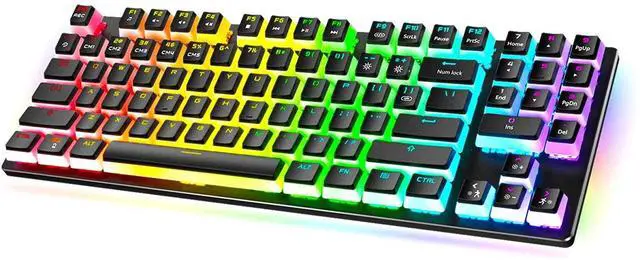 Alt view image 8 of 14 - Havit Mechanical Gaming Keyboard with PBT Pudding Keycaps, 89 Keys RGB Backlit Wired USB Computer Keyboards with Blue Switches & Surround Lighting for Desktop PC Gamer