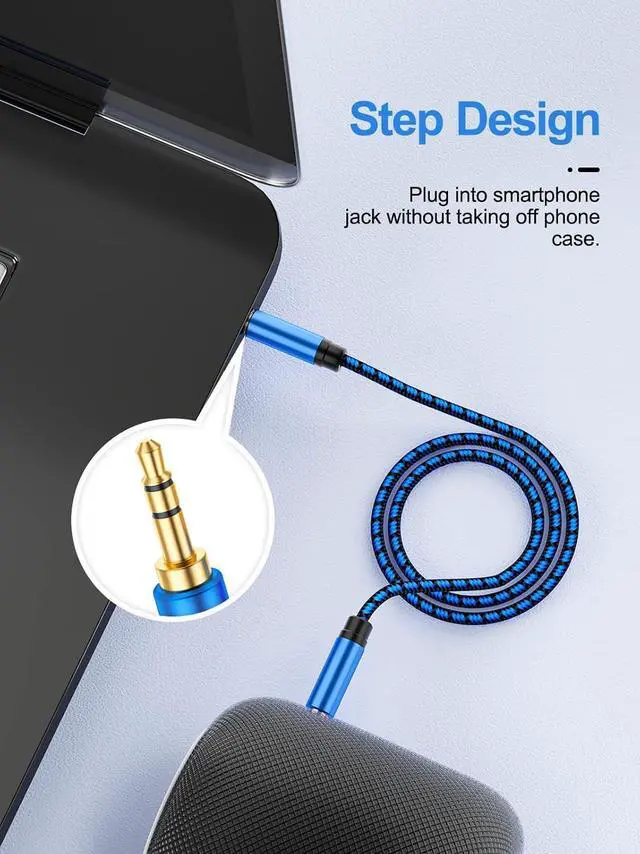 Alt view image 9 of 14 - Aux Cord 6.6 ft 2Pack 3.5mm Audio Cable Aux Cable for Car Nylon Braided Audio Cable 3.5mm Male to Male for Headphone Speaker Phone Car Stereo