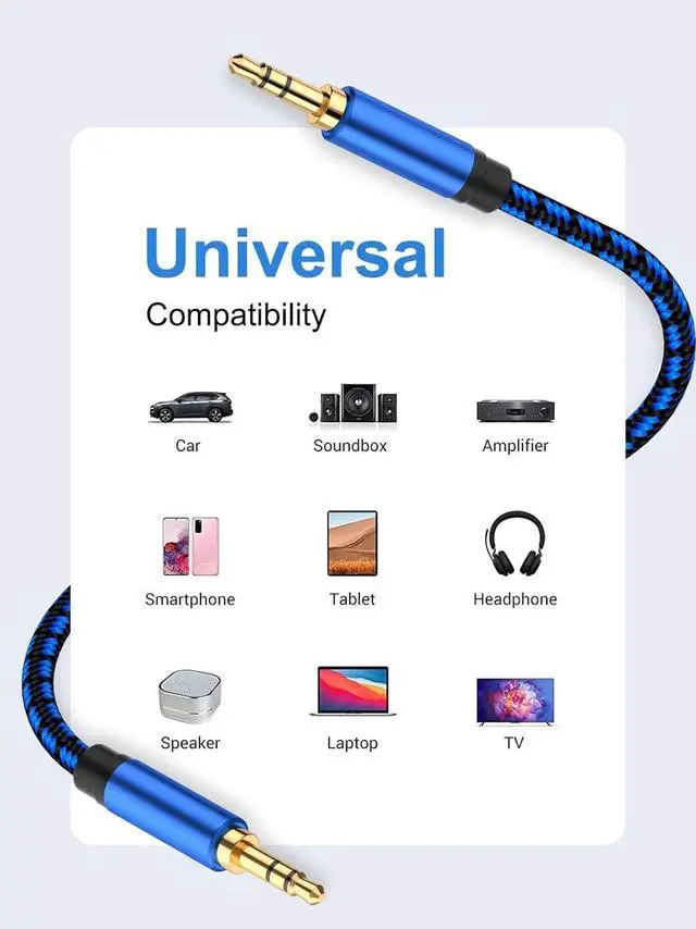 Alt view image 13 of 14 - Aux Cord 6.6 ft 2Pack 3.5mm Audio Cable Aux Cable for Car Nylon Braided Audio Cable 3.5mm Male to Male for Headphone Speaker Phone Car Stereo