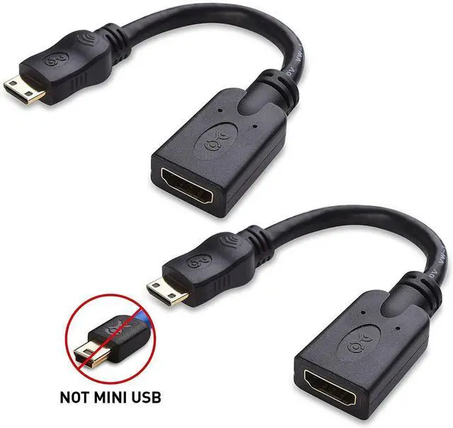 Alt view image 9 of 14 - 2-Pack Mini HDMI to HDMI Adapter (HDMI to Mini HDMI Adapter) 6 Inches with 4K and HDR Support for Raspberry Pi Zero and More