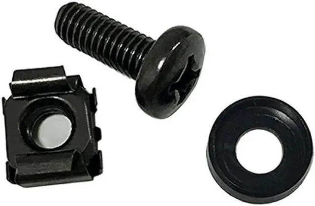 Alt view image 6 of 10 - 60-Pack M6 x 16mm Screws and Cage Nuts for Server Shelf Cabinets Rack Mount 1U 2U 6U 12U Rack Screw cage nut - Black