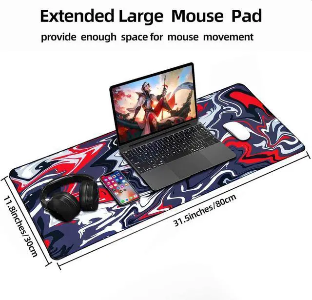 Alt view image 11 of 14 - Large Gaming Mouse Pad Gaming Mousepad Large Mouse Pad for Desk 31.5x11.8inch XXL Desk Pad Non-Slip Keyboard pad Laptop Desk Pad Water Proof Desk Writing Pad for Game Office Home