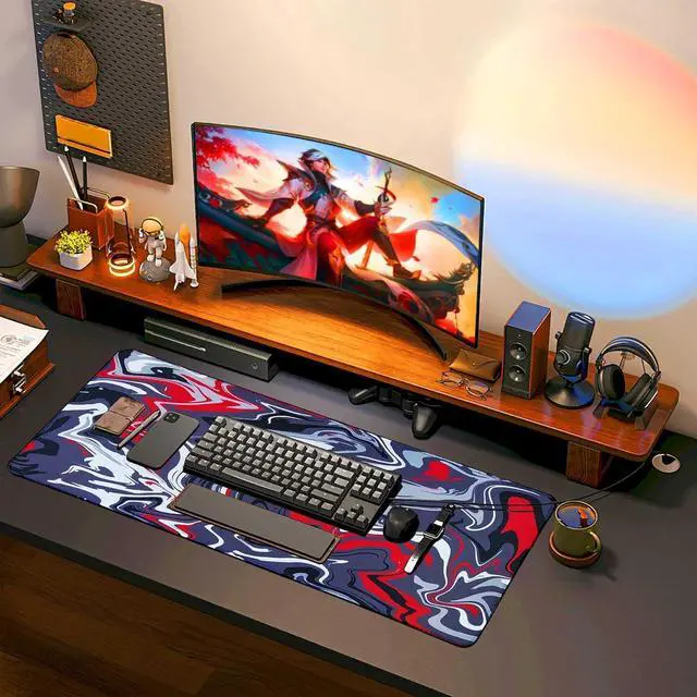 Alt view image 9 of 14 - Large Gaming Mouse Pad Gaming Mousepad Large Mouse Pad for Desk 31.5x11.8inch XXL Desk Pad Non-Slip Keyboard pad Laptop Desk Pad Water Proof Desk Writing Pad for Game Office Home
