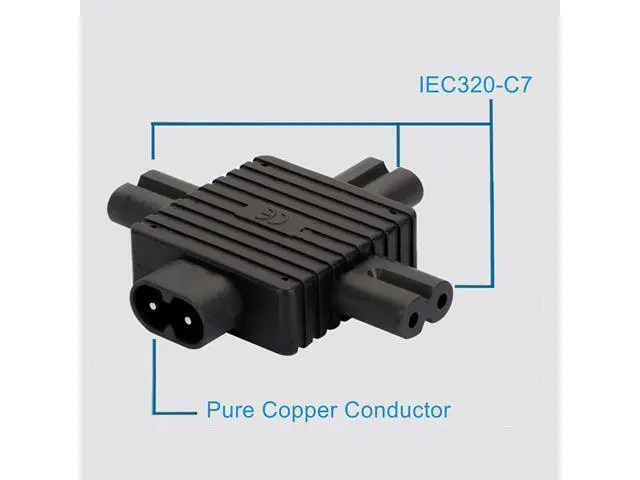 Alt view image 6 of 8 - IEC320 Power Converter Adaptor Universal IEC Socket Power Adapter for Computer TV PDU UPS Power Cord (C8 to 3xC7)