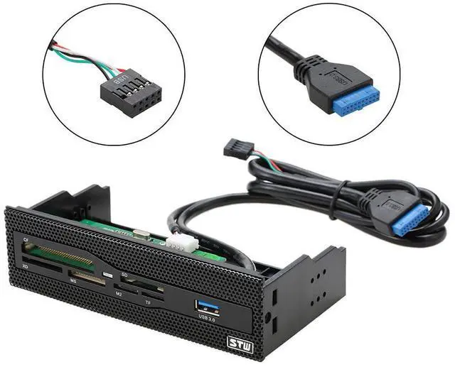 Alt view image 7 of 10 - 5.25" Internal Card Reader Media Multi-Function Dashboard PC Front Panel USB 3.0 Support CF XD MS M2 TF SD Card Reader Smart
