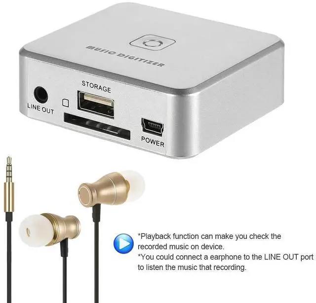 Alt view image 9 of 10 - Audio Capture Recorder Music Digitizer 3.5mm RCA IN Ports Save into SD Card USB Disk MP3 File with Remote Controller