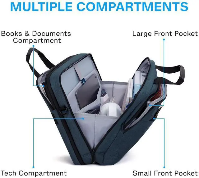 Alt view image 7 of 10 - BAGSMART 17.3 Inch Laptop Bag, Expandable Computer Bag Laptop Briefcase Men Women,Laptop Shoulder Bag,Work Bag Business Travel Office, Dark Blue