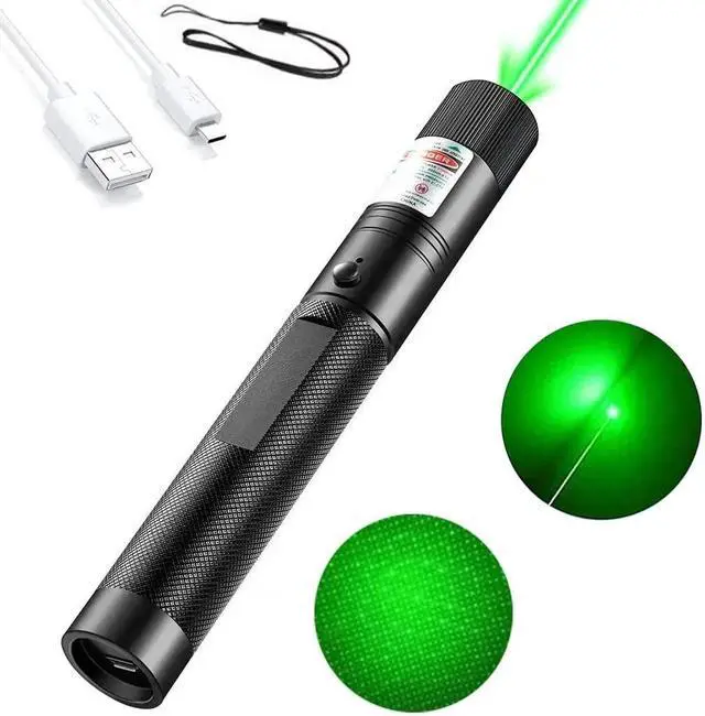 Alt view image 8 of 14 - High Powerful Green Laser Pointer-303 10000m USB Charging Built-in Battery Laser Torch Red Dot Single Starry Burning Match