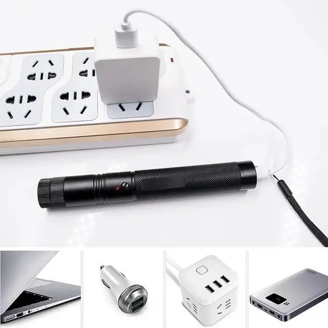 Alt view image 11 of 14 - High Powerful Green Laser Pointer-303 10000m USB Charging Built-in Battery Laser Torch Red Dot Single Starry Burning Match