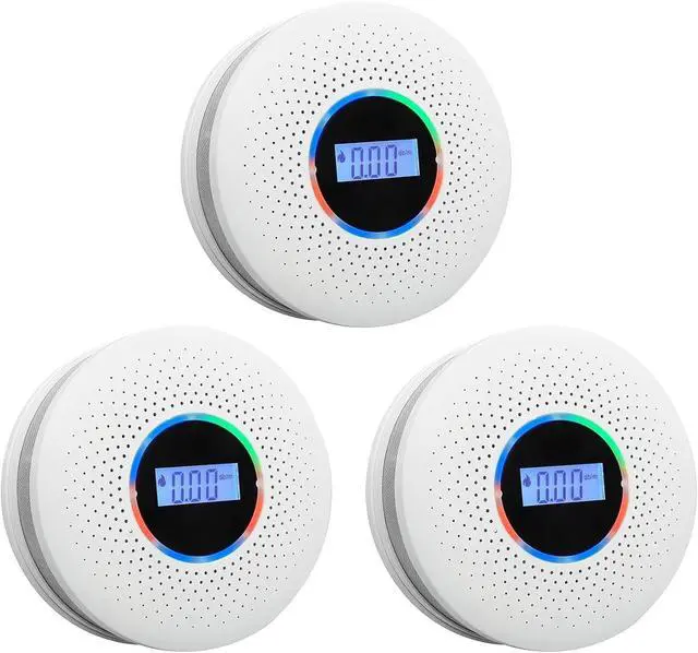 Alt view image 9 of 15 - 3 Packs Smoke and Carbon Monoxide Detector 2-in-1 CO Smoke Alarm Detector with LCD Display and Sound Light Alarm for Home Garage Office RV
