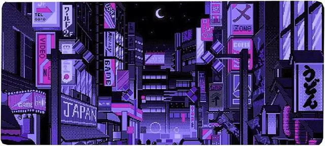 Alt view image 8 of 14 - Dark Purple Japanese Anime Retro Vaporwave Mouse Mat Computer Lap Desk Anime Mouse Pad Kawaii Large Gaming Pad for Keyboard QDH