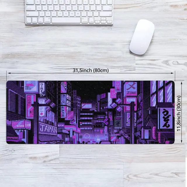Alt view image 11 of 14 - Dark Purple Japanese Anime Retro Vaporwave Mouse Mat Computer Lap Desk Anime Mouse Pad Kawaii Large Gaming Pad for Keyboard QDH