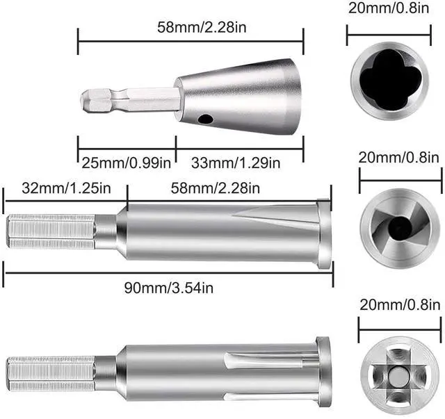 Alt view image 14 of 14 - NSI 3 Pcs Stainless Steel Wire Twisting Tool Set - 3 Way/ 5 Way Wire Stripper and 6mm Hex Shank Cable Electrical Wire Twister Tool ,for Power Drill, Wire Nut Twisting