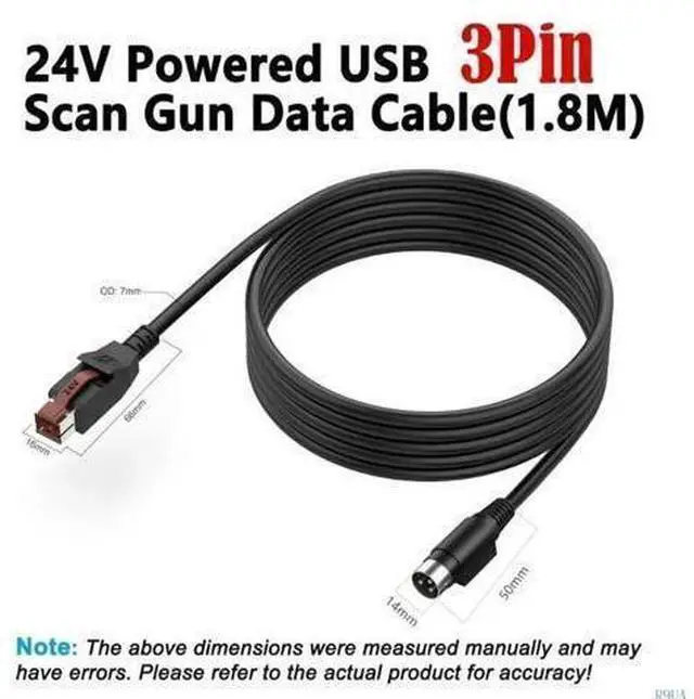 Alt view image 11 of 14 - 24V Power USB to 3Pin Power Din Male Cable for Industrial Medically Accessories