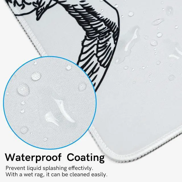 Alt view image 11 of 14 - Large Gaming Mouse Pad for Desk Kanagawa XXL Mouse Pad 35.4x15.7 Inch Waterproof Desk Pad Non-Slip Rubber Base Mice Pad Keyboard Pad Computer Mat White Mouse pad