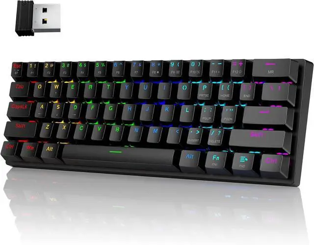 Alt view image 8 of 14 - 60% Wireless Mechanical Keyboard, 2.4G/Type-C/Bluetooth Keyboard with RGB Backlit, Clicky Blue Switch, 61 Keys Mini Office Wired Gaming Keyboard for iPad Mac Windows Xbox Gamer, Easy to Carry on Trip