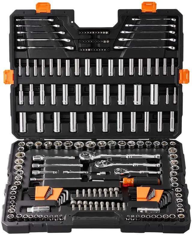 Alt view image 16 of 20 - VEVOR Mechanics Tool Set and Socket Set, 1/4" 3/8" 1/2" Drive Deep and Standard Sockets, 205 Pcs SAE and Metric Mechanic Tool Kit with Bits, Combination Wrench, Hex Wrenches, Accessories, Storage Case