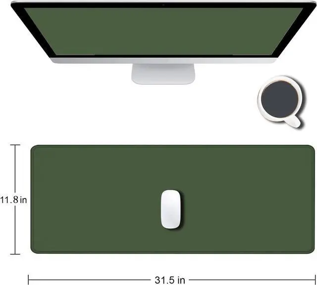 Alt view image 8 of 12 - Large Gaming Mouse Pad XL Extended Mousepad Non-Slip Rubber Base Keyboard Mouse Mat Desk Pad for Work Game Office Home 31.5 x 11.8 in Olive Green