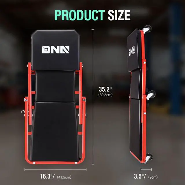 Alt view image 6 of 7 - DNA MOTORING TOOLS-00184 36 Inches 2 IN 1 Rolling Folding Car Creeper/Seat, 6 Pcs 2" Casters, 150kg Weight Capacity, Red