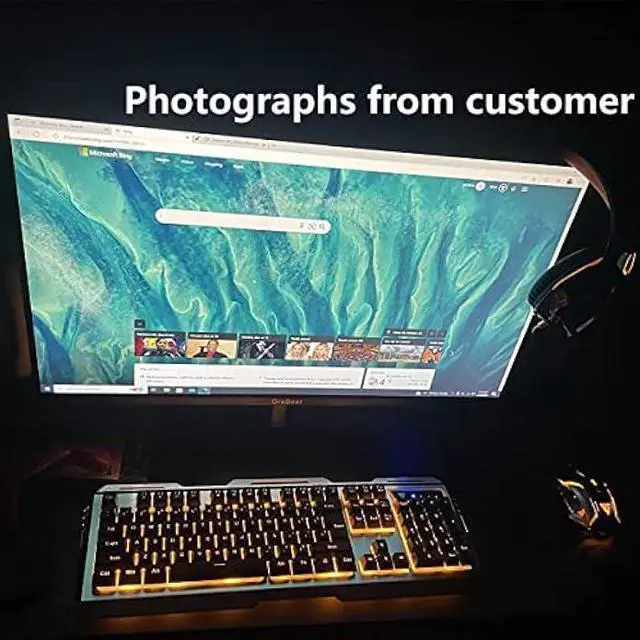 Alt view image 12 of 14 - Iron Orange Yellow Gaming Keyboard Mouse Combo,104 Full Size Metallic Backlit Keyboard,LED Keyboard Color Change Lighted Keyboard,PC Computer USB Keyboard, Gamer Keyboard,for Prime Xbox One PS4 Gamer