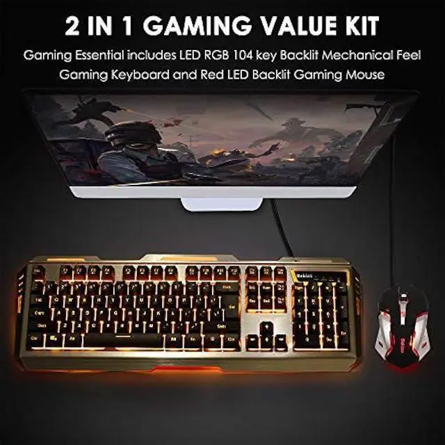 Alt view image 9 of 14 - Iron Orange Yellow Gaming Keyboard Mouse Combo,104 Full Size Metallic Backlit Keyboard,LED Keyboard Color Change Lighted Keyboard,PC Computer USB Keyboard, Gamer Keyboard,for Prime Xbox One PS4 Gamer