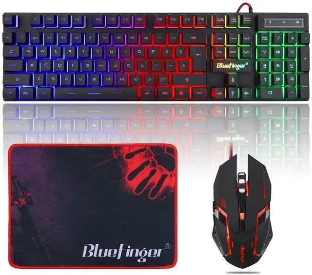 Alt view image 8 of 14 - RGB Gaming Keyboard and Backlit Mouse Combo,BlueFinger USB Wired Backlit Keyboard,LED Gaming Keyboard Mouse Set for Laptop PC Computer Game and Work