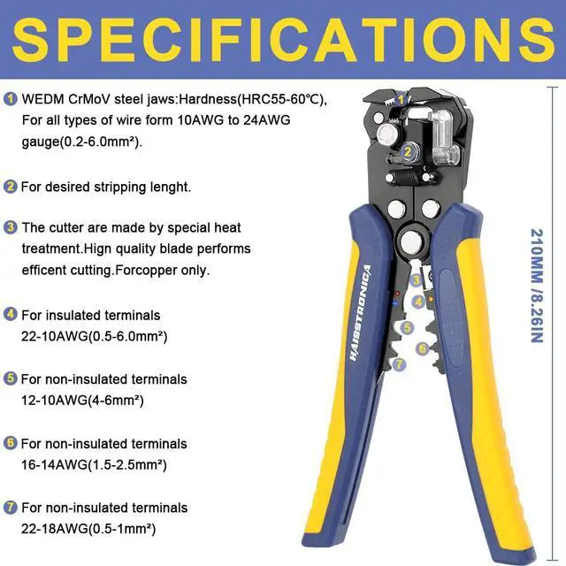 Alt view image 3 of 6 - haisstronica Crimping Tool for Heat Shrink Connectors Set with 280PCS AWG 22-10 Marine Grade Heat Shrink Wire Connectors and Wire Stripper