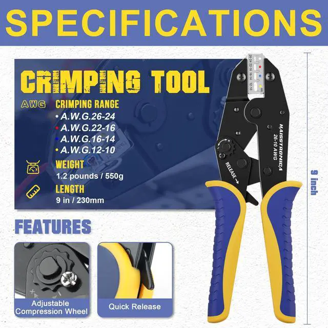 Alt view image 4 of 6 - haisstronica Crimping Tool for Heat Shrink Connectors Set with 280PCS AWG 22-10 Marine Grade Heat Shrink Wire Connectors and Wire Stripper