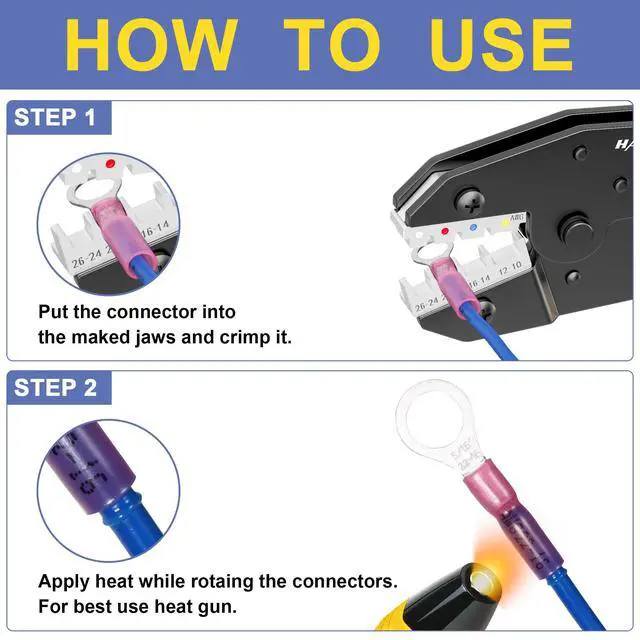 Alt view image 6 of 6 - haisstronica Crimping Tool for Heat Shrink Connectors Set with 280PCS AWG 22-10 Marine Grade Heat Shrink Wire Connectors and Wire Stripper