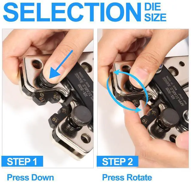 Alt view image 4 of 5 - Solsop Battery Cable Crimper Tool for AWG 10, 8, 6, 4, 2, 1/0 Gauge Electrical Lug, Battery Lug Crimping Tool with 62PCS Copper Wire Lugs and Heat Shrink Tubing, Cable Cutter