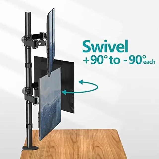 Alt view image 11 of 12 - MOUNT PRO Quad Monitor Stand, 4 Monitor Mount for 13 to 27 inch Computer Screens, Hold up to 17.6lbs Each, Fully Adjustable Stacked 4 Monitor Desk Mount, VESA Mount, C clamp/Grommet Base