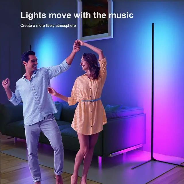 Alt view image 11 of 14 - Pirvlin Corner Floor Lamp, Smart RGB LED Floor Lamp with App and Remote Control,High Brightness Led,16 Million Colors, Music Sync, Timer Setting, Mood Lighting,Ideal for Living Rooms, Bedrooms.