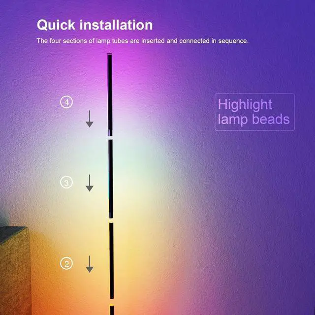 Alt view image 14 of 14 - Pirvlin Corner Floor Lamp, Smart RGB LED Floor Lamp with App and Remote Control,High Brightness Led,16 Million Colors, Music Sync, Timer Setting, Mood Lighting,Ideal for Living Rooms, Bedrooms.