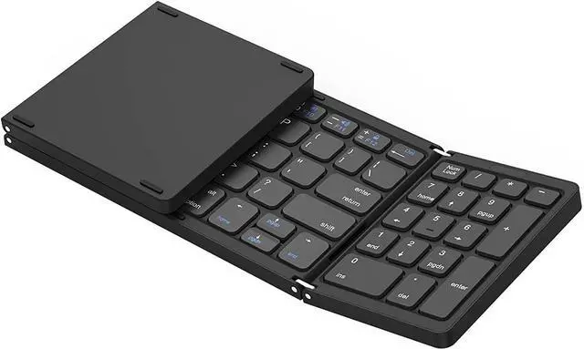 Main image of Foldable Bluetooth Keyboard, Foldable Wireless Portable Keyboard with Numeric Keypad, USB-C Rechargeable for iOS, Android, Windows System Laptop Tablet Smartphone Device (Not Full Size)