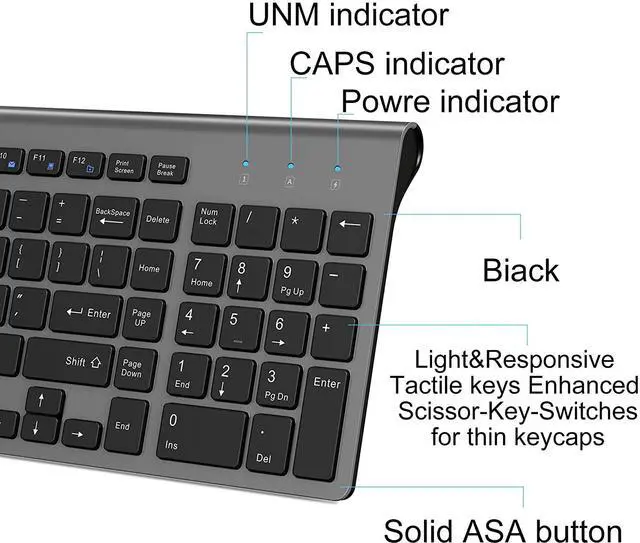 Alt view image 10 of 12 - Wireless Keyboard,2.4G Slim and Compact Wireless Keyboard for Computer,Laptop,Windows,PC,Desktop,Smart TV-Black and Grey